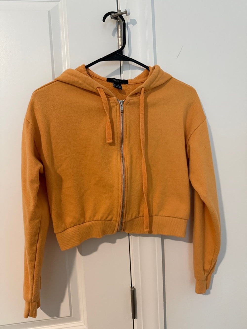 Forever 21 Cropped Zip Hoodie in orange